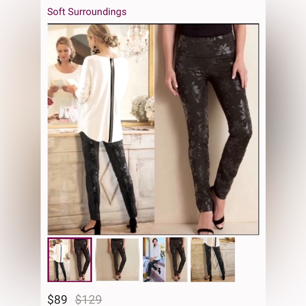 SOFT SURROUNDINGS BLACK JACQUARD LEGGINGS